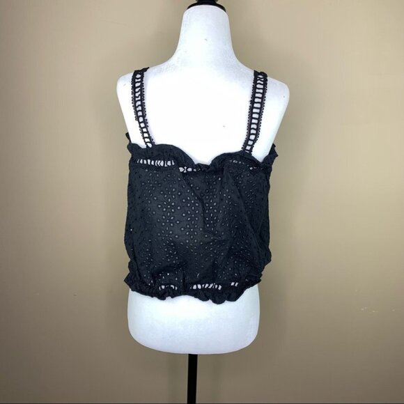Nwt Elan Halter Black Eyelet Tank Top Medium - Picture 2 of 8